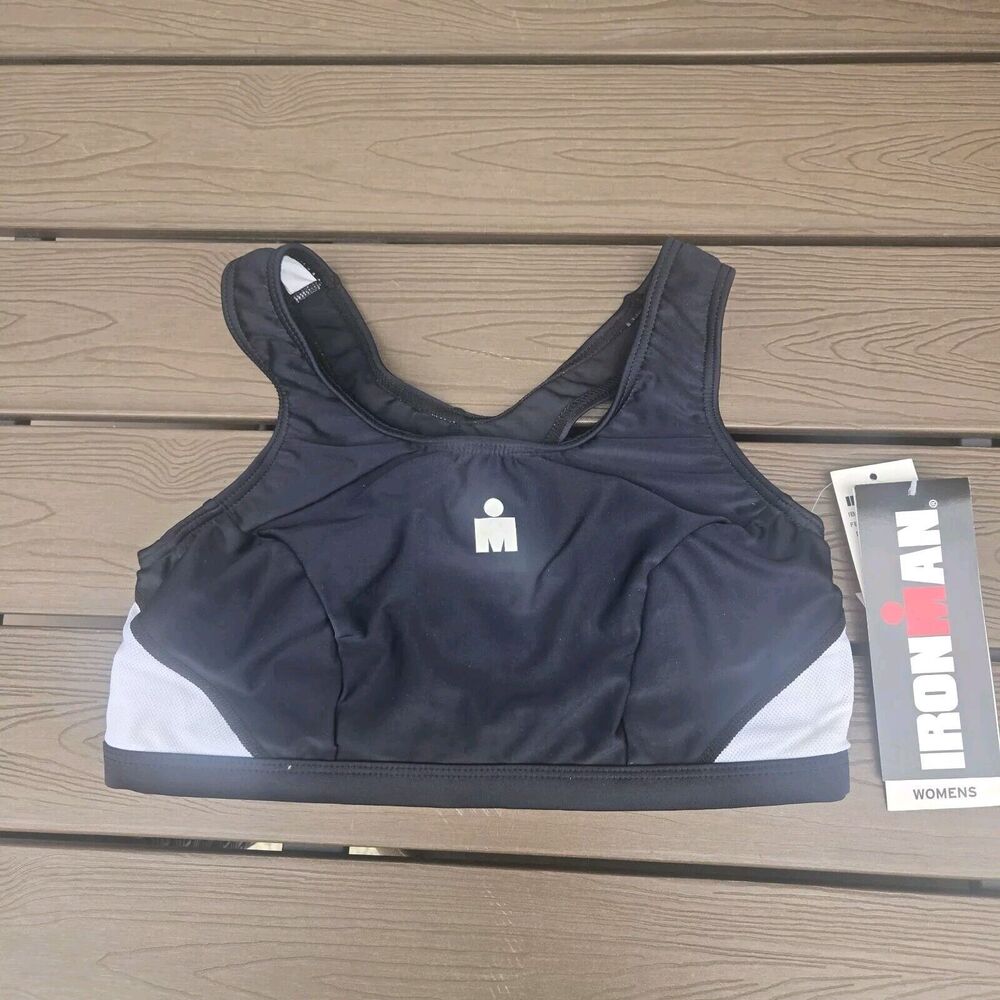 Iron Man Black High-Impact Sports Bra with Reflective Accents